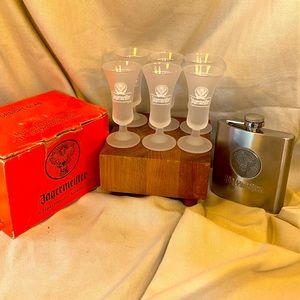 Jagermeister Bundle: 6 NIB glasses & 1 flask